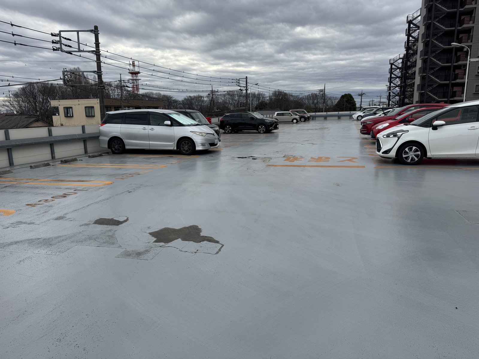マンション屋上駐車場の防水施工